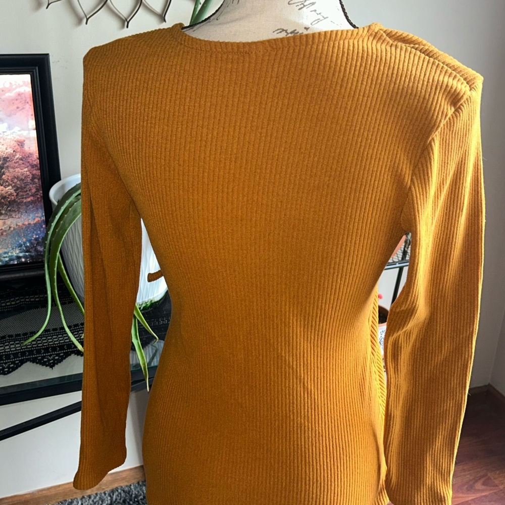 Old Navy Mustard Wrap Blouse - Picture 7 of 7